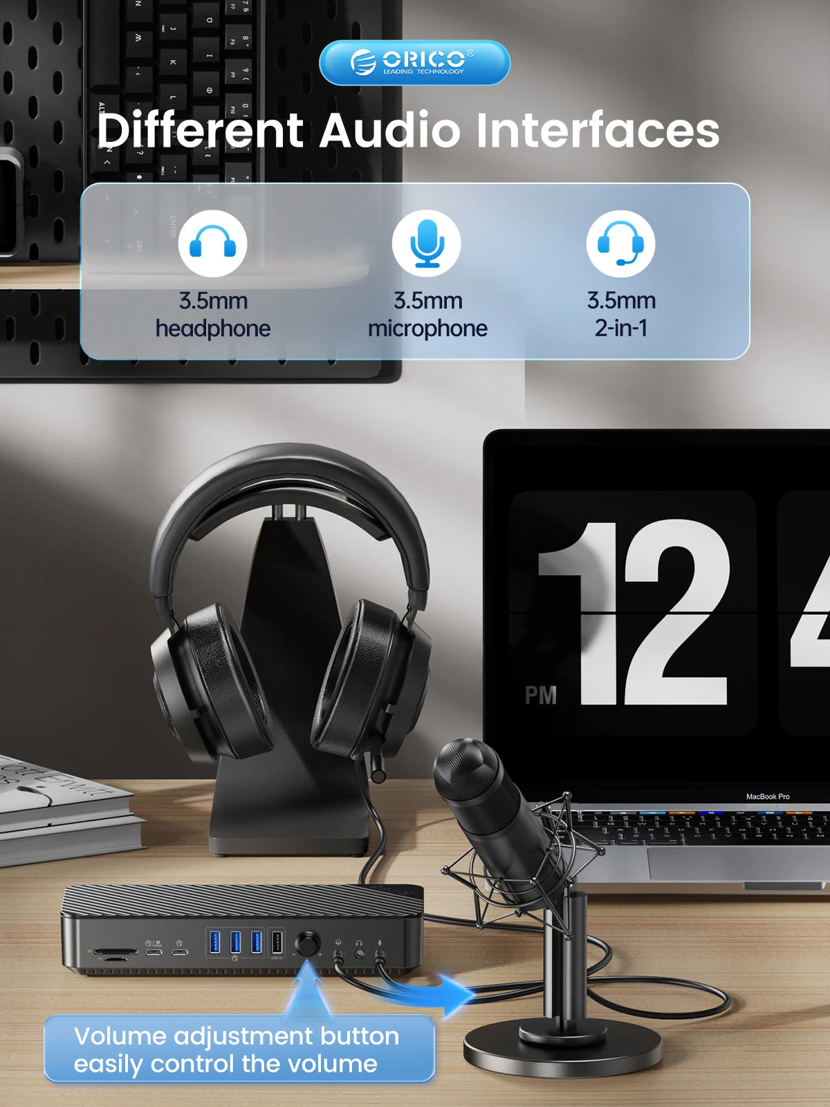 ORICO 19-v-1 USB-C namizna priklopna postaja s 4K HDMI, VGA, RJ45, PD polnjenjem