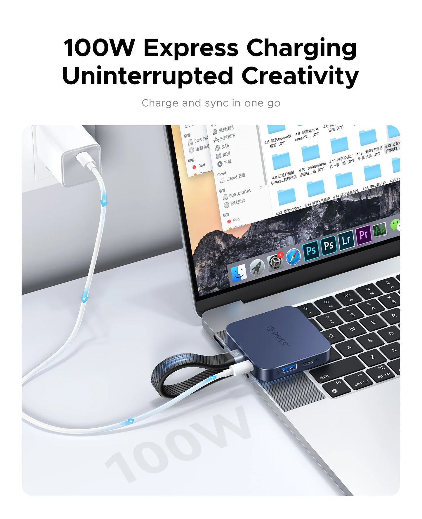 ORICO Magnetic M.2 2230 NVMe SSD Enclosure with 10Gbps USB‑C Docking Station