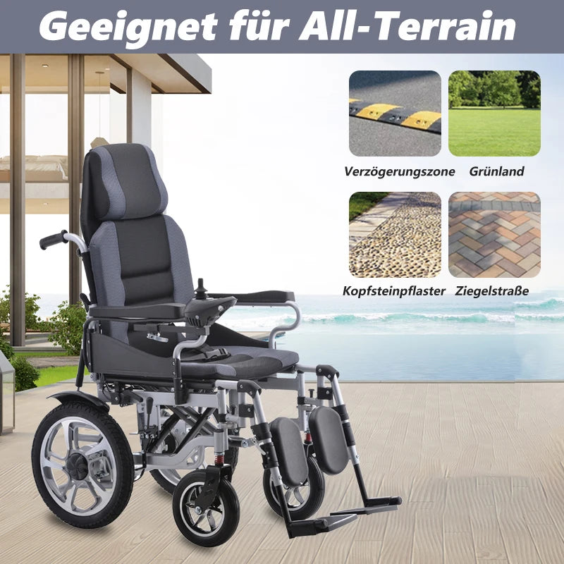 Electric Self‑Propelled Folding Wheelchair for Elderly & Disabled – Reclining Backrest