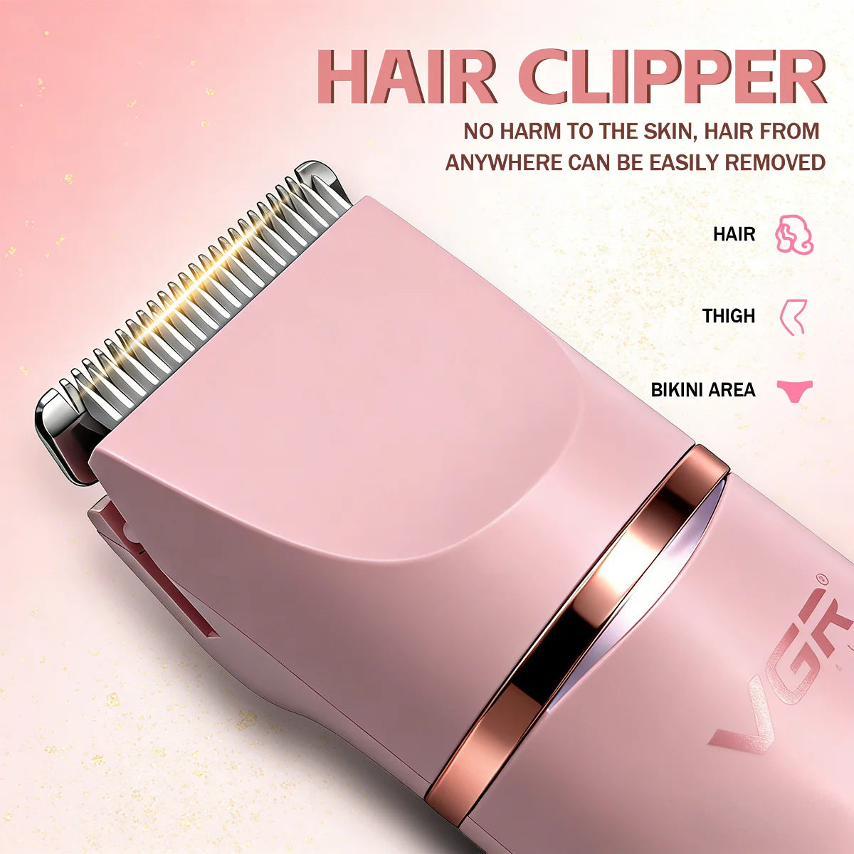 VGR Hair Remover Professional Hair Trimmer Electric Shaver Bikini Leg Body Waterproof IPX7 Nose Trimmer Epilator for Women V-763