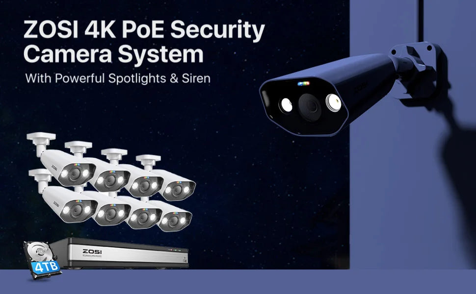 ZOSI 16CH 4K PoE Security Camera System – 8MP/5MP Outdoor IP Cameras with AI Person & Vehicle Detection