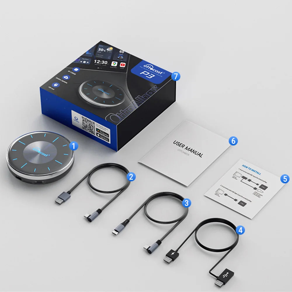 OTTOCAST P3 Wireless CarPlay Android AI Box with HDMI