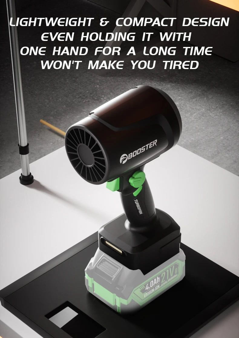 Booster 1300G Turbo Air Blower – 55m/s Brushless Jet Fan | Handheld High‑Power Leaf & Dust Blower