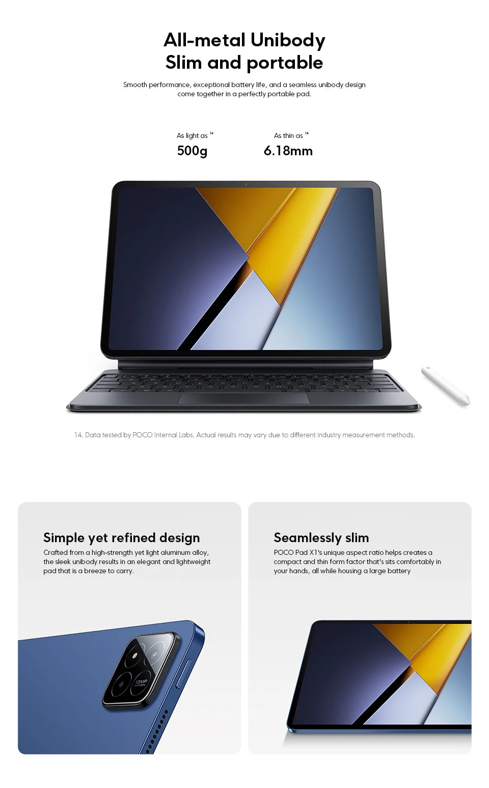 POCO Pad X1 Global Version Tablets Snapdragon 7+ Gen 3 11.2'' 3.2K 144Hz Display 8850mAh 45W Turbo Charging 13MP Main Camera - Limetastore