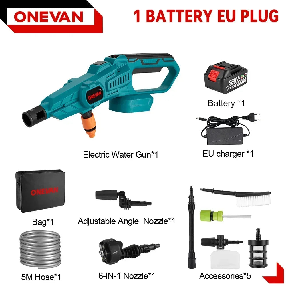 ONEVAN 3500W 200Bar Brushless High‑Pressure Washer | Cordless Car Wash Water Gun