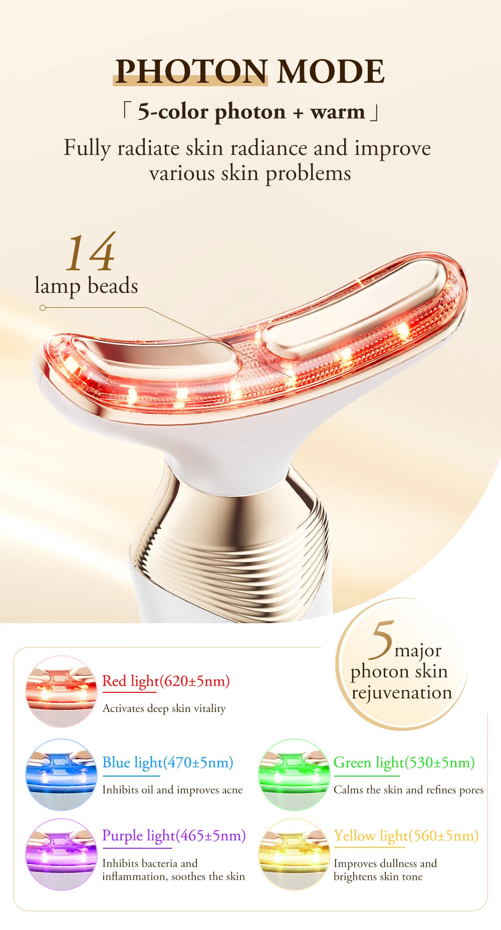 ANLAN Dual‑Polar Neck Device | EMS, 5‑Color Photon, 24K Gold, Anti‑Aging & Lifting
