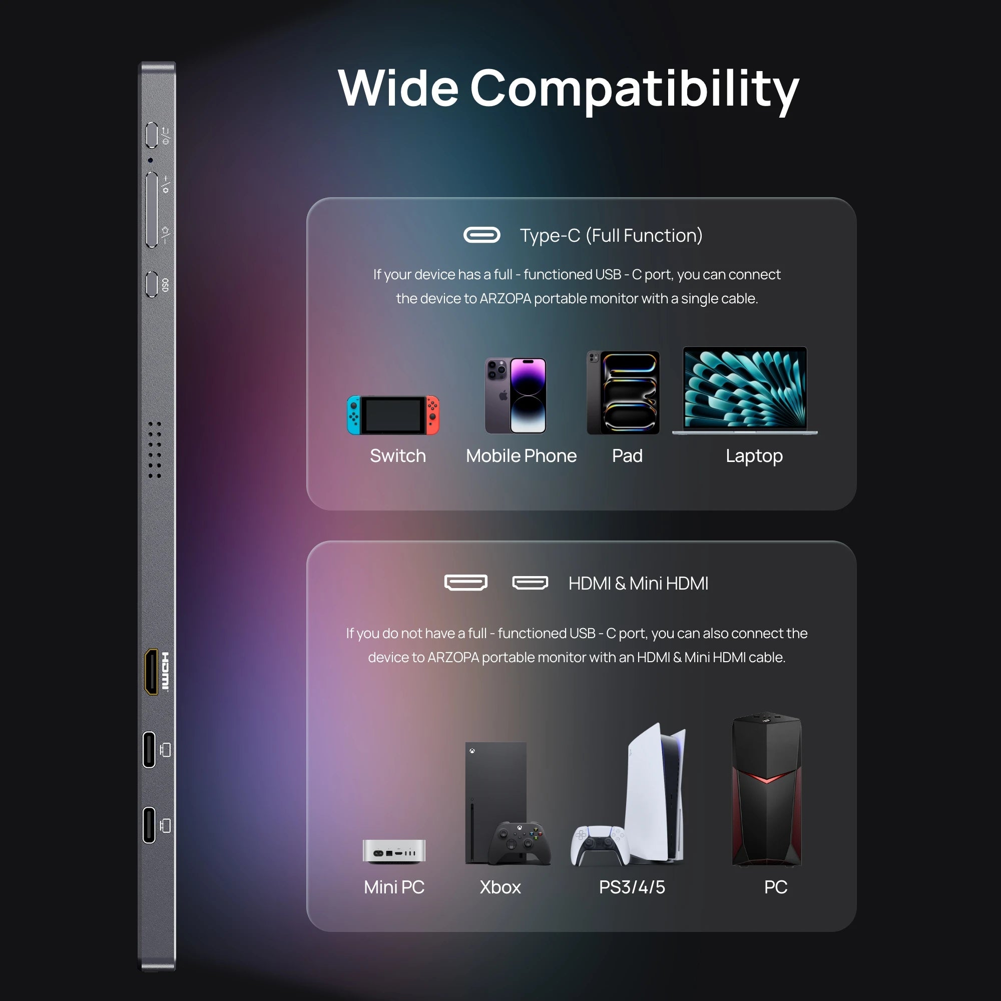 ARZOPA Z3FC 16.1" Portable Monitor | 2.5K QHD, 180Hz, HDR, IPS, Gaming & Work
