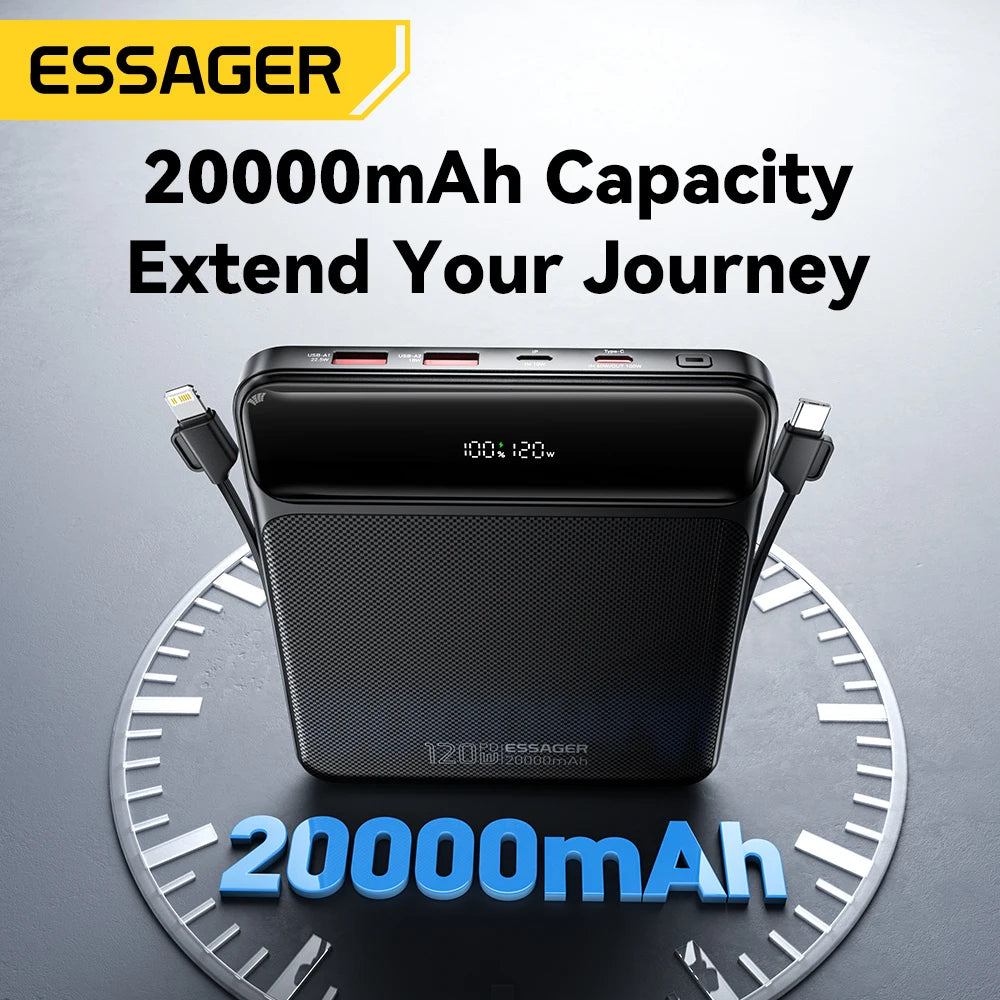 Essager 100W 20000mAh Power Bank – PD Fast Charging Portable External Battery