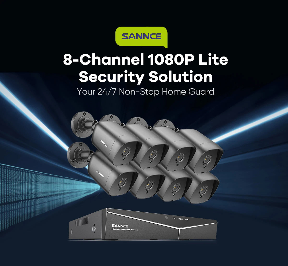 SANNCE 4CH DVR CCTV System | 2/4× 2MP IR Cameras, 1080P TVI, 1280TVL, Outdoor Surveillance Kit