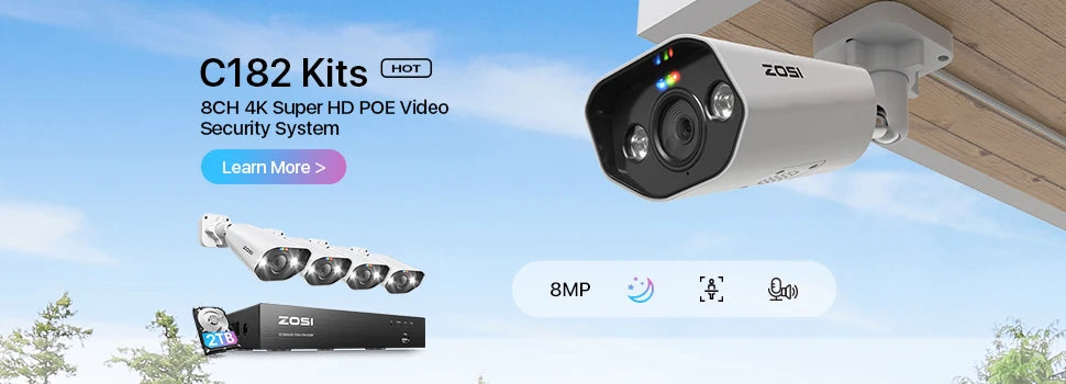 ZOSI 1080p 2MP 4‑in‑1 Dome Security Camera – TVI/CVI/AHD/CVBS Hybrid CCTV with IR