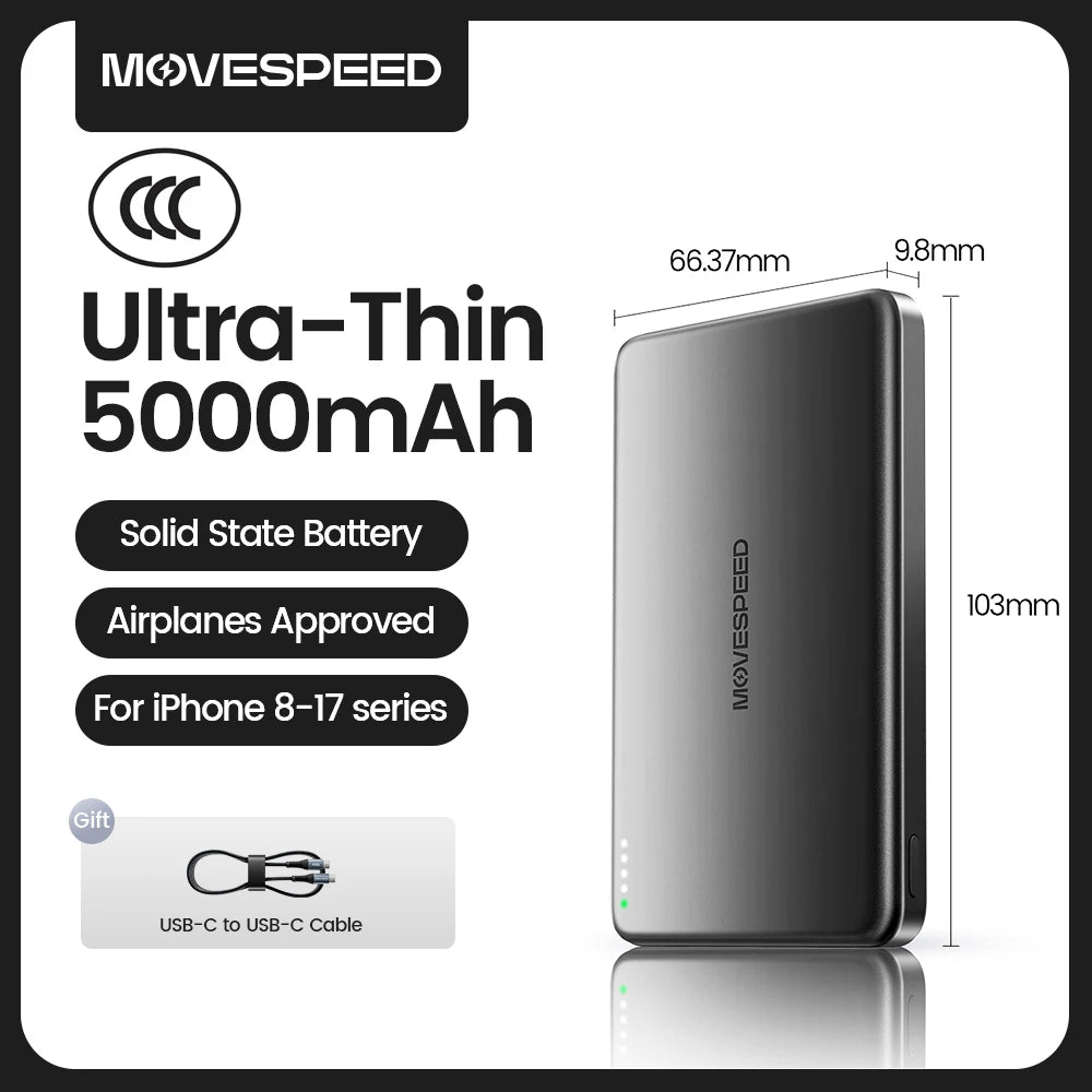 MOVESPEED Semi-Solid Battery Power Bank 5000mAh MagSafe Magnetic
