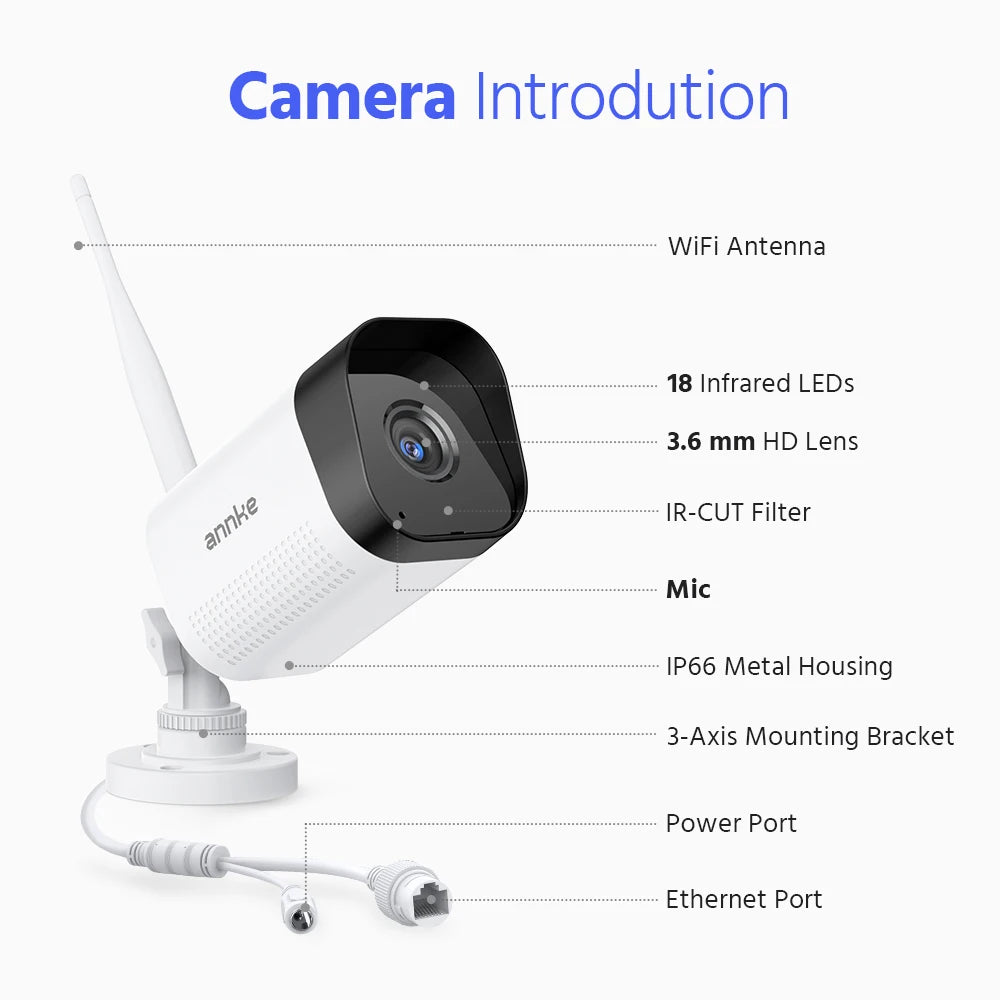 ANNKE 8MP 4K Wireless CCTV System | 10CH NVR, Dual‑Band WiFi, Two‑Way Audio, IR Night Vision