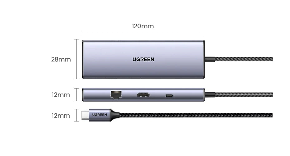 UGREEN 8‑in‑1 USB‑C Hub with 4K60Hz HDMI, Gigabit Ethernet, SD/TF, USB‑A & USB‑C