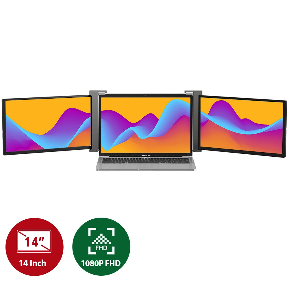 UPERFECT UStation Z 14 Triple Screen Laptop Monitor Extender - Portable Workstation for Dell, Mac, ASUS, HP, Plug & Play - Limetastore