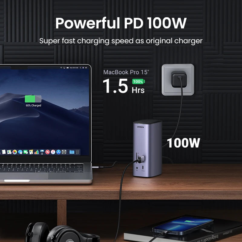 UGREEN 12‑in‑1 USB‑C Docking Station with 8K HDMI, 4K60Hz DisplayPort, Triple Display