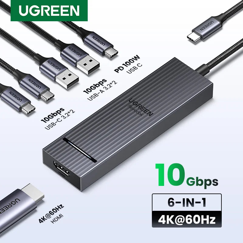 UGREEN USB‑C Hub with 4K60Hz HDMI, 10Gbps USB 3.2, PD100W, USB‑A/C Data Ports
