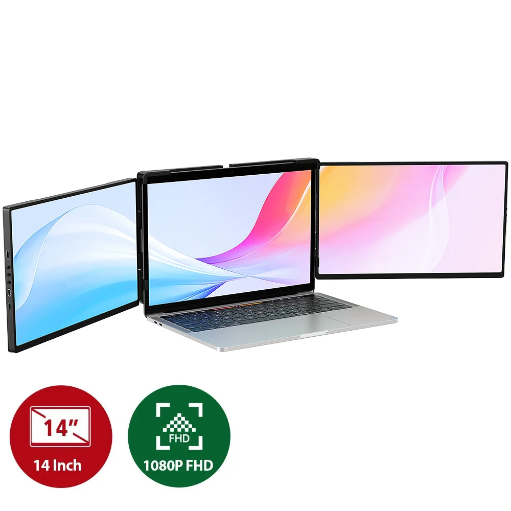 UPERFECT UStation Z 14 Triple Screen Laptop Monitor Extender - Portable Workstation for Dell, Mac, ASUS, HP, Plug & Play - Limetastore