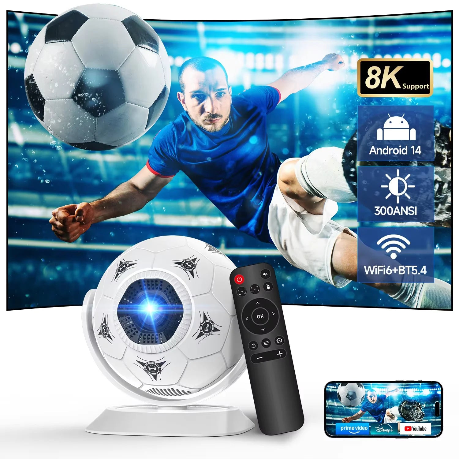 Magcubic HY300F Football Edition Smart Projector | Android 14 & 8K Support