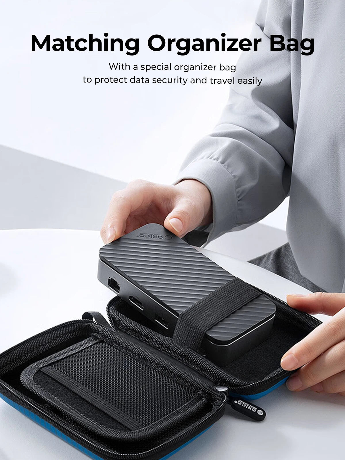 ORICO USB‑C Hub Docking Station with Cooling Fan, M.2 NVMe/SATA SSD Enclosure