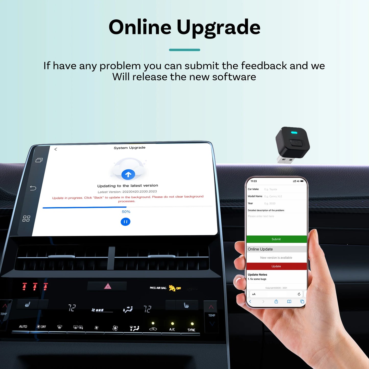 OTTOCAST Cube Mini Wireless Android Auto & CarPlay Dongle