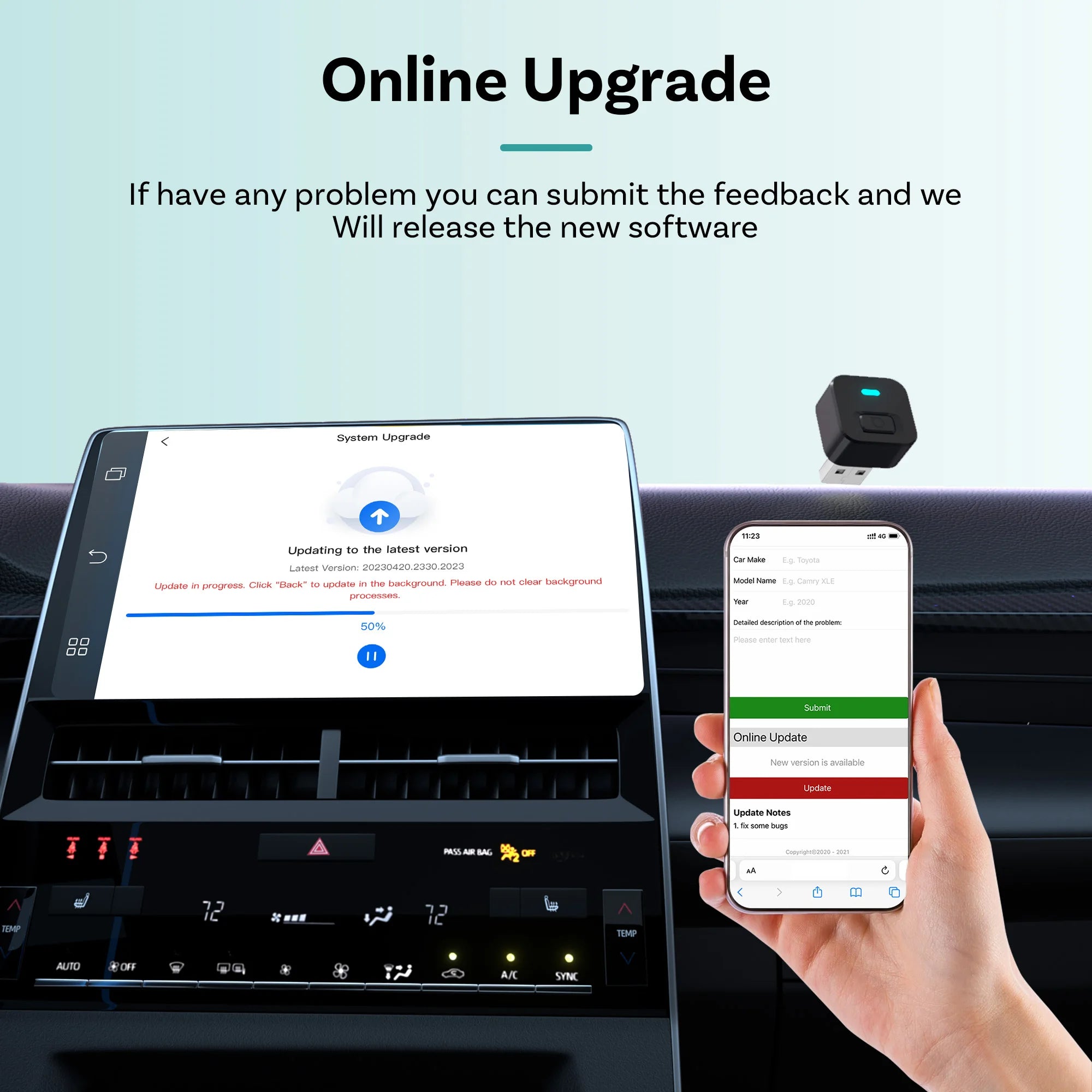 OTTOCAST Cube Mini Wireless Android Auto & CarPlay Dongle