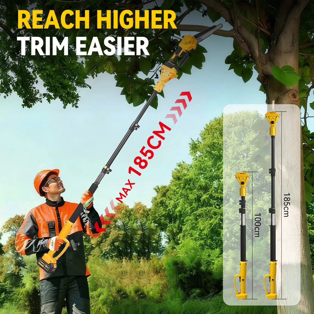 MELLWIN Brushless 4IN1 Telescoping Pole 8 Inch Chainsaw & 32MM Pruning Shears Set Garden Pruning Tool For Makita 18V Battery Pin - Limetastore