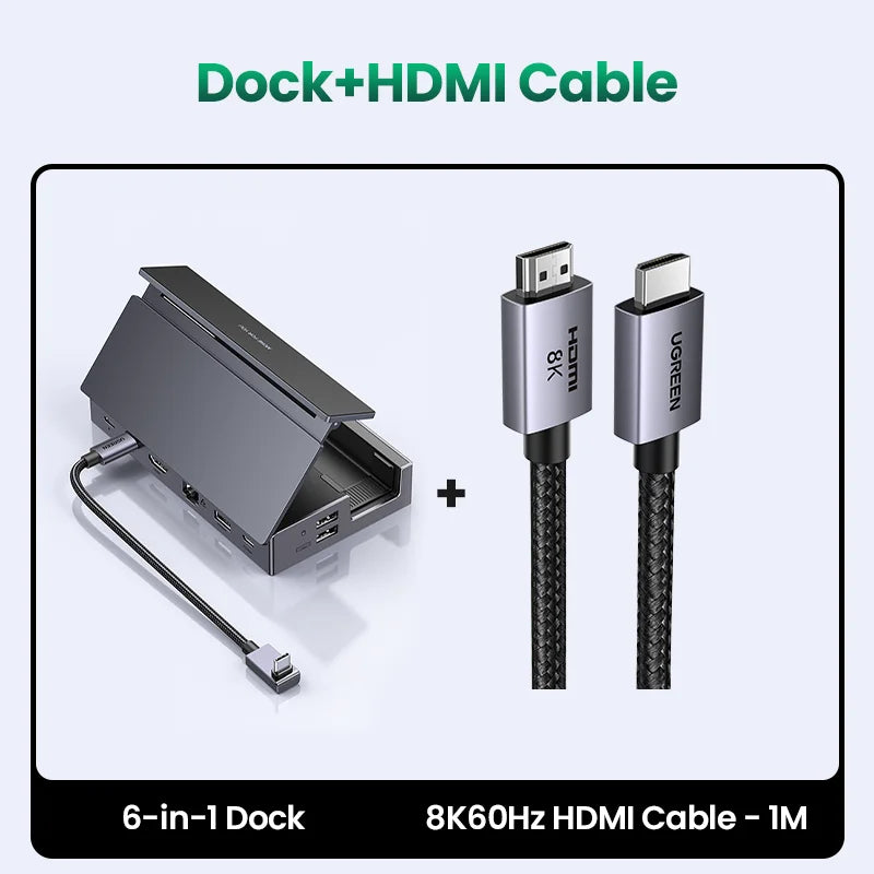 UGREEN 9‑Port Steam Deck Dock with 4K60Hz HDMI, RJ45 Ethernet, PD100W, USB‑A/C