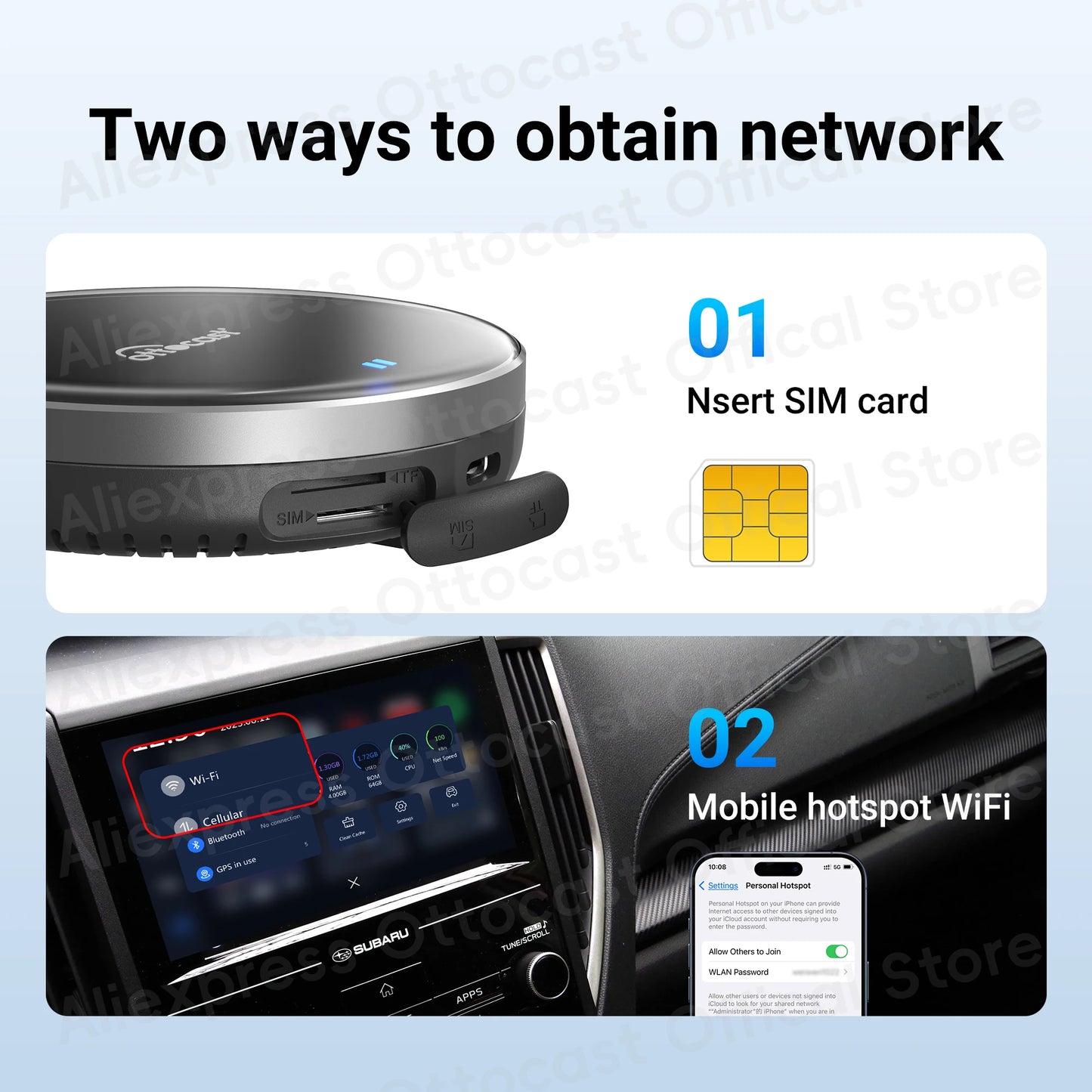 OTTOCAST P3 Lite 4+64G Wireless CarPlay Android AI Box