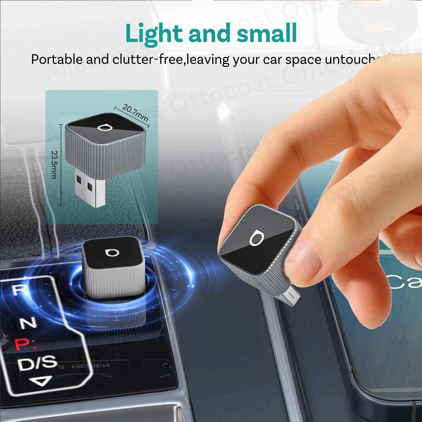 OTTOCAST Mini Slim Wireless CarPlay & Android Auto Adapter