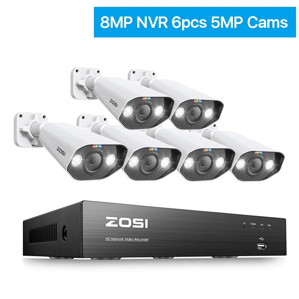 ZOSI 4K 8MP PoE Security Camera System – 8CH NVR Kit with 5MP/8MP Outdoor IP Cameras | AI Human