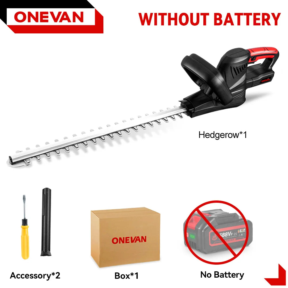 ONEVAN 2000W Cordless Hedge Trimmer Electric Household Trimmer Pruning Saw Rechargeable Hedge Trimmer For 21V 18v Battery