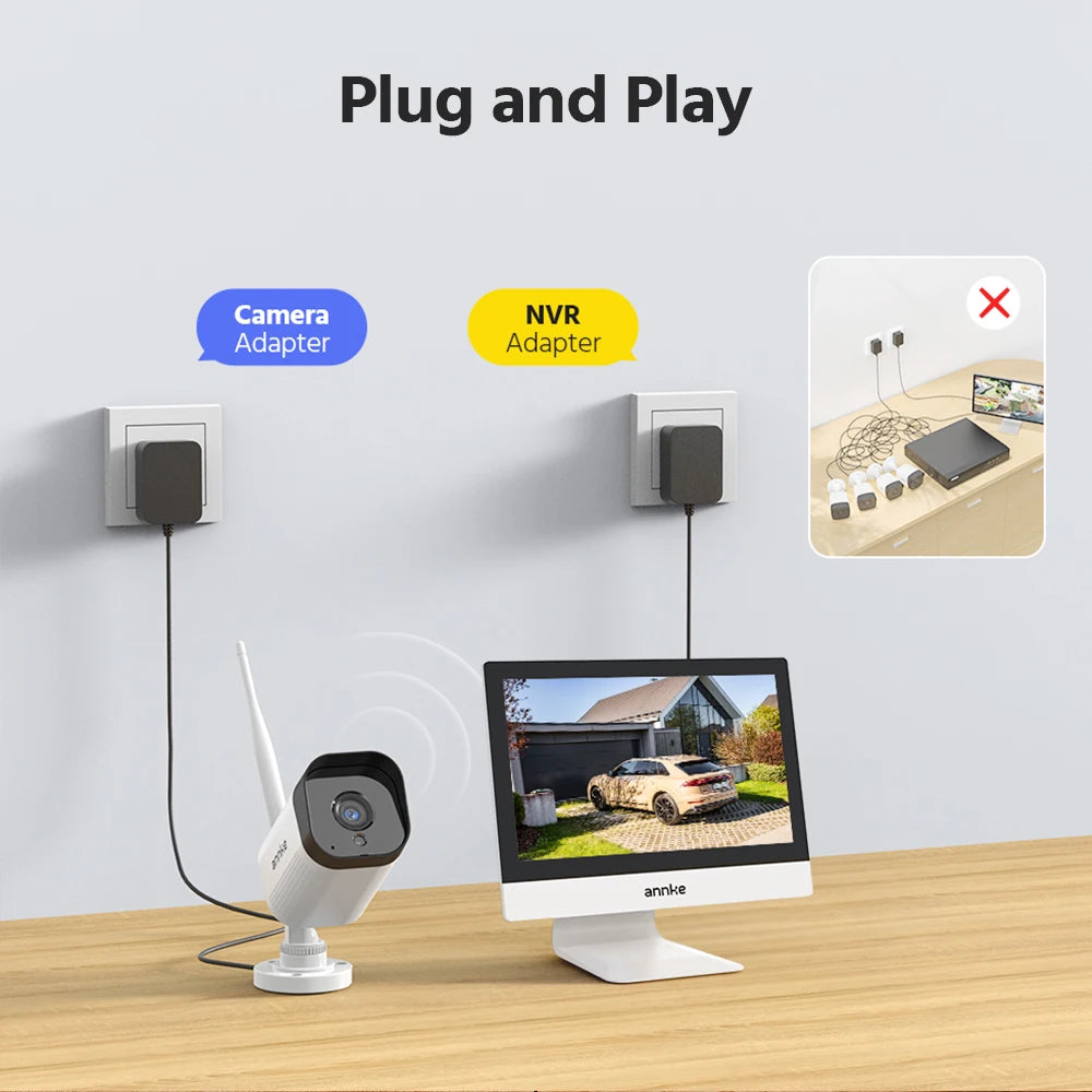 ANNKE 8MP 4K Wireless CCTV System | 10CH NVR, Dual‑Band WiFi, Two‑Way Audio, IR Night Vision