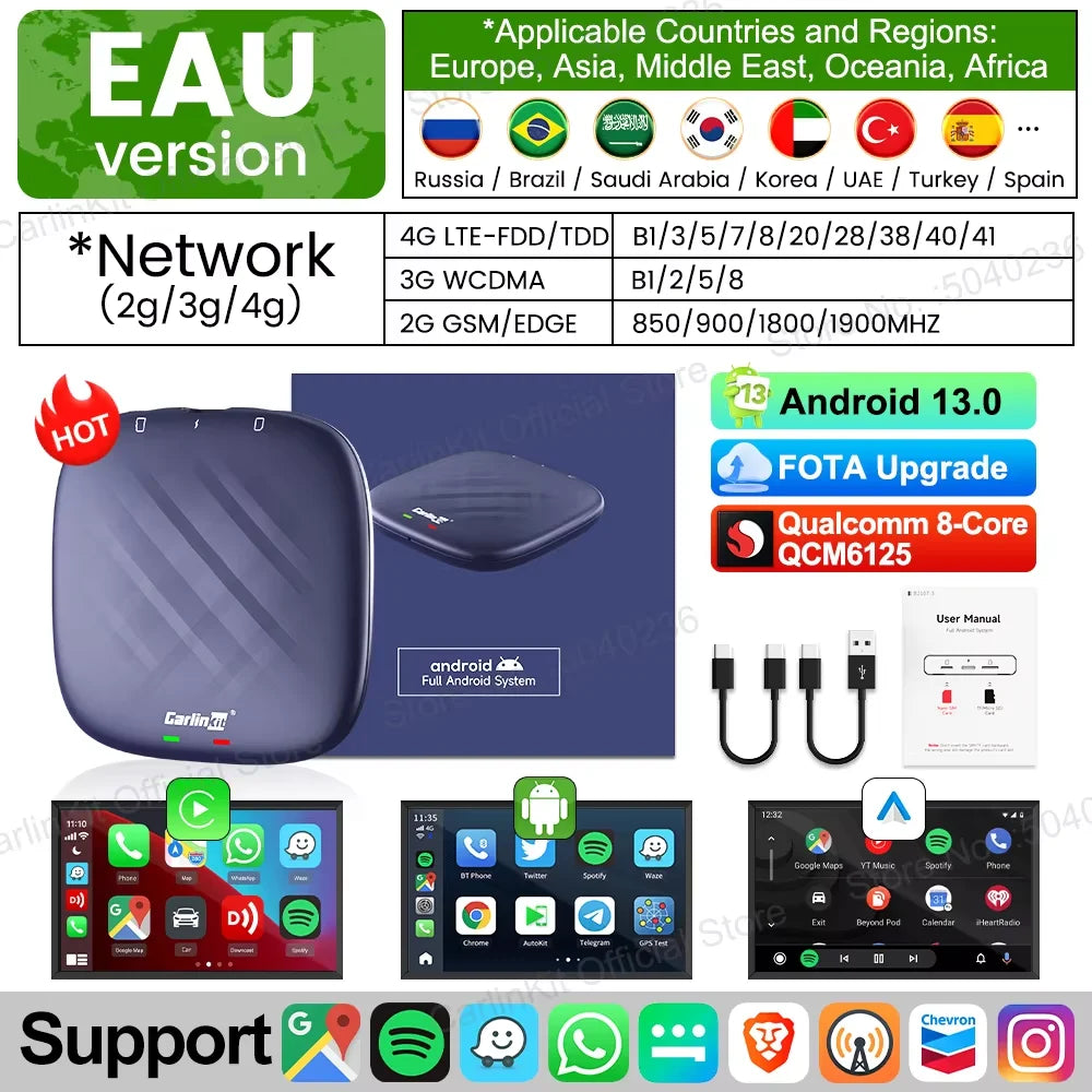 CarlinKit Android 13 QCM6125 Wireless CarPlay AI Box