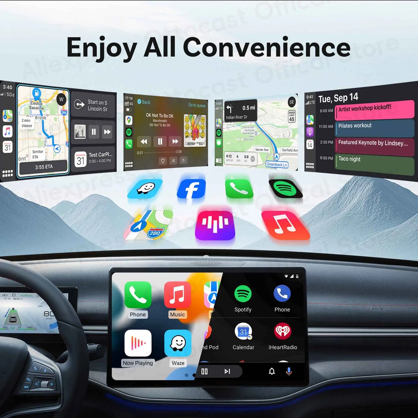 OTTOCAST Mini Nova 3.0 Wireless CarPlay & Android Auto Adapter