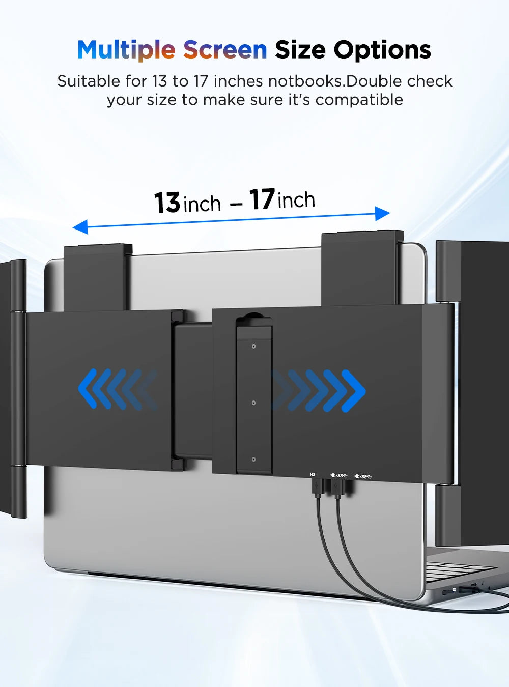 UPERFECT 14'' Wireless Portable Monitor Triple Laptop Screen Extender 1080 FHD Travel Display For 13.3"-17" Laptops PC Mac XBOX - Limetastore