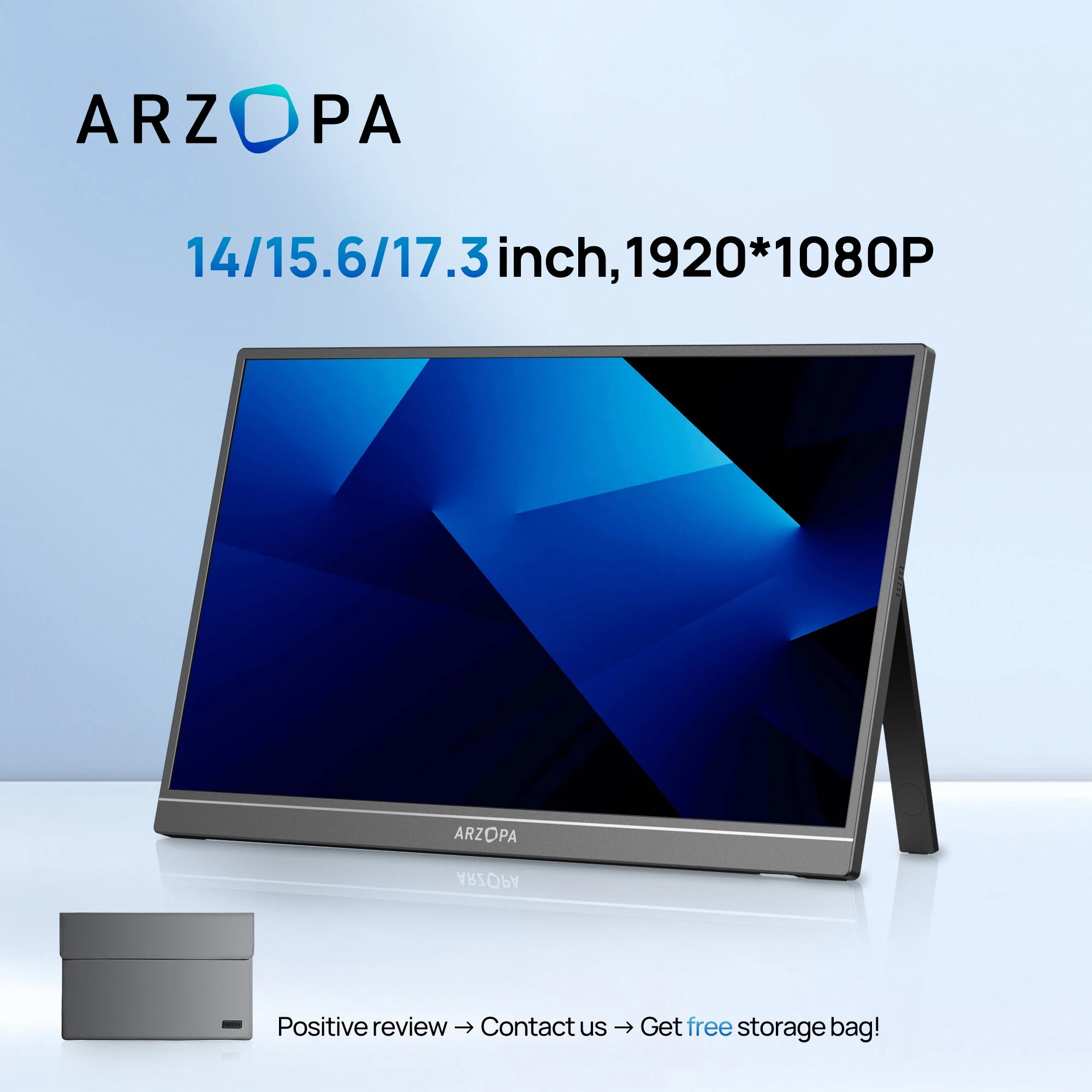 ARZOPA 14/15.6/17.3" Portable Monitor | 1080P FHD IPS, USB‑C & HDMI, External Second Screen