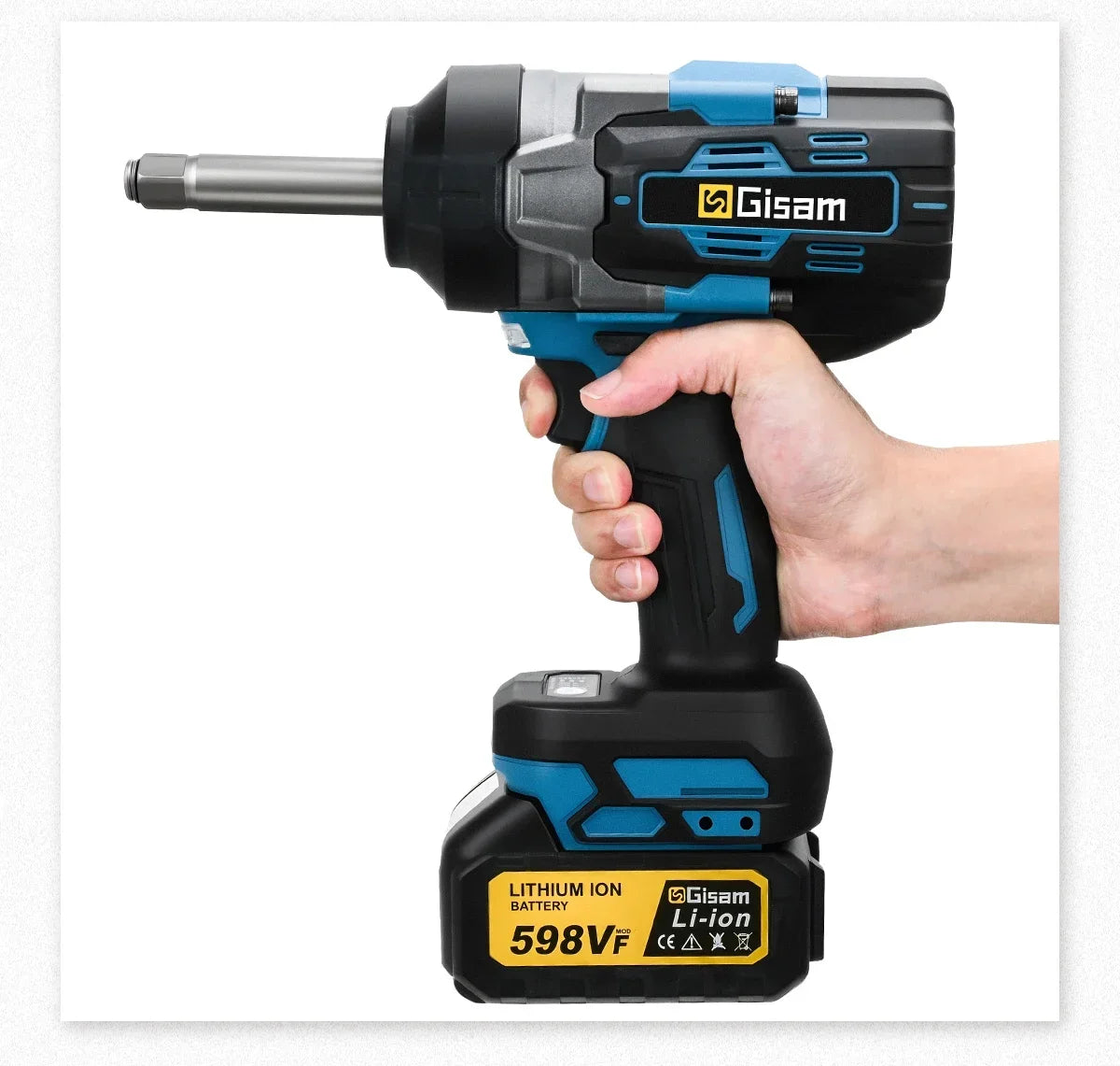 Gisam 2800N.m Brushless Extended Anvil Impact Wrench 1/2"