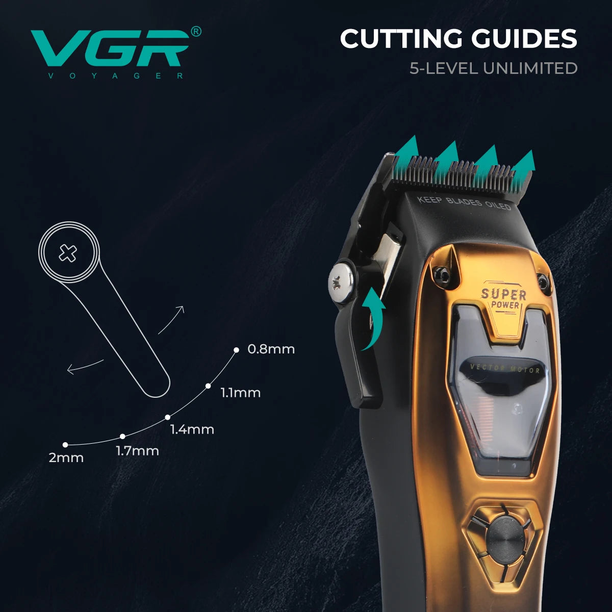 VGR Trimmer Cordless Hair Clipper Rechargeable Hair Cutting Machine Vector Motor Barber 11000 RPM Metal Trimmer for Men V-668