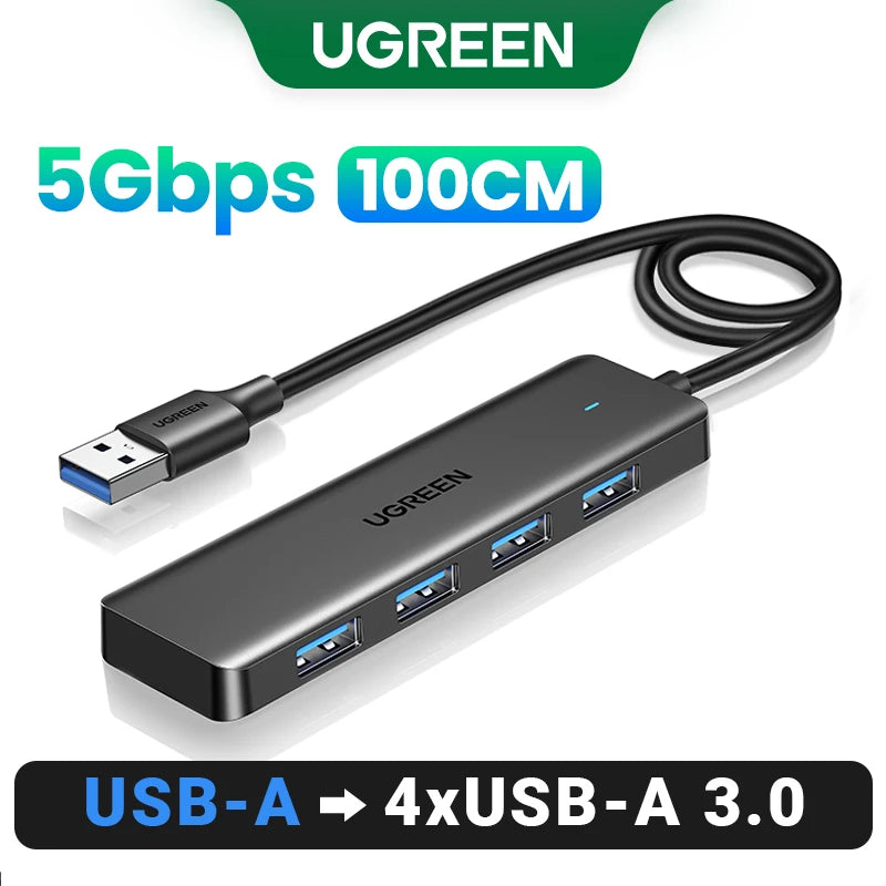 UGREEN 4‑Port USB 3.0 Hub Slim with 5Gbps Data Transfer – USB Expansion Splitter