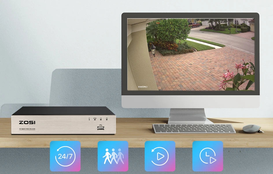 ZOSI 1080p 8CH Home CCTV Security System – H.265+ DVR with 2MP Indoor/Outdoor Dome Cameras