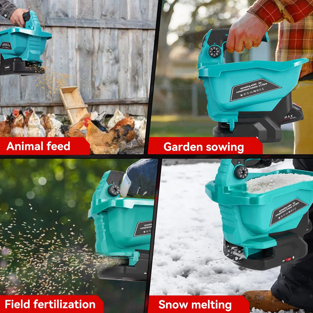 ONEVAN 8Gears Electric Seeder Landscape Power Tool Large Capacity Small Seeder Integrated Machine For makita 18v battery pin
