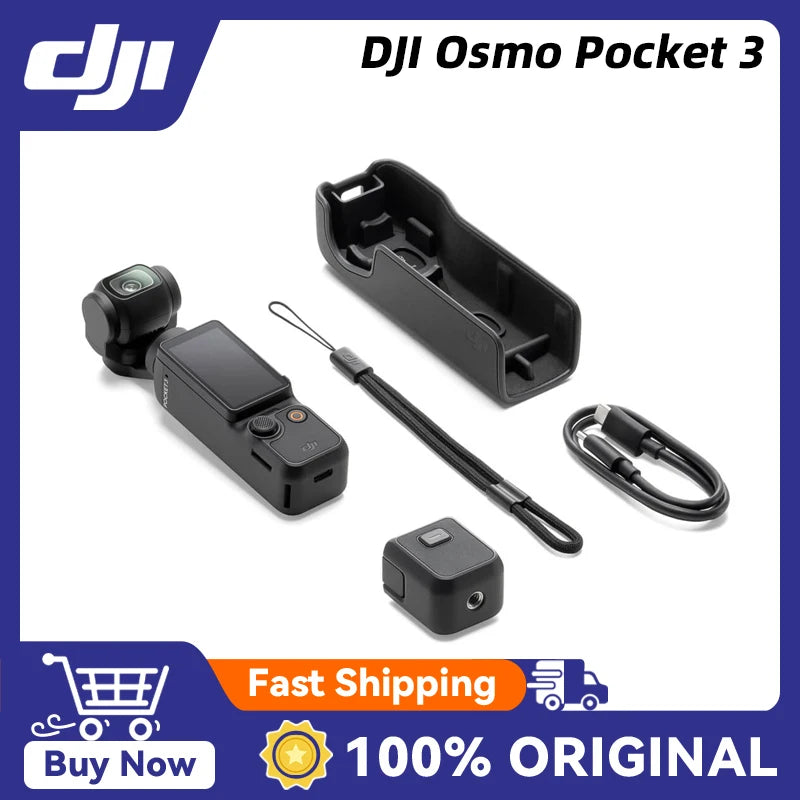 DJI Osmo Pocket 3 – 1‑Inch CMOS Sensor, 4K/120fps Vlogging Camera with 3‑Axis Stabilization