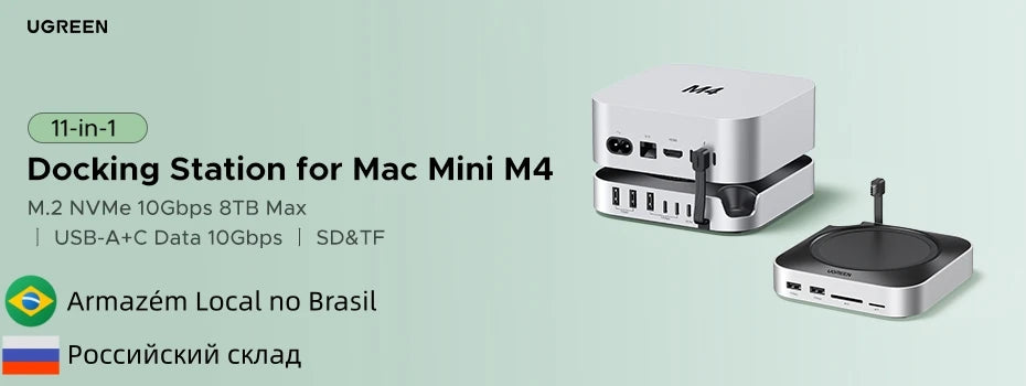 UGREEN USB‑C Docking Station for Mac Mini M4/M4 Pro with M.2 NVMe SSD Enclosure