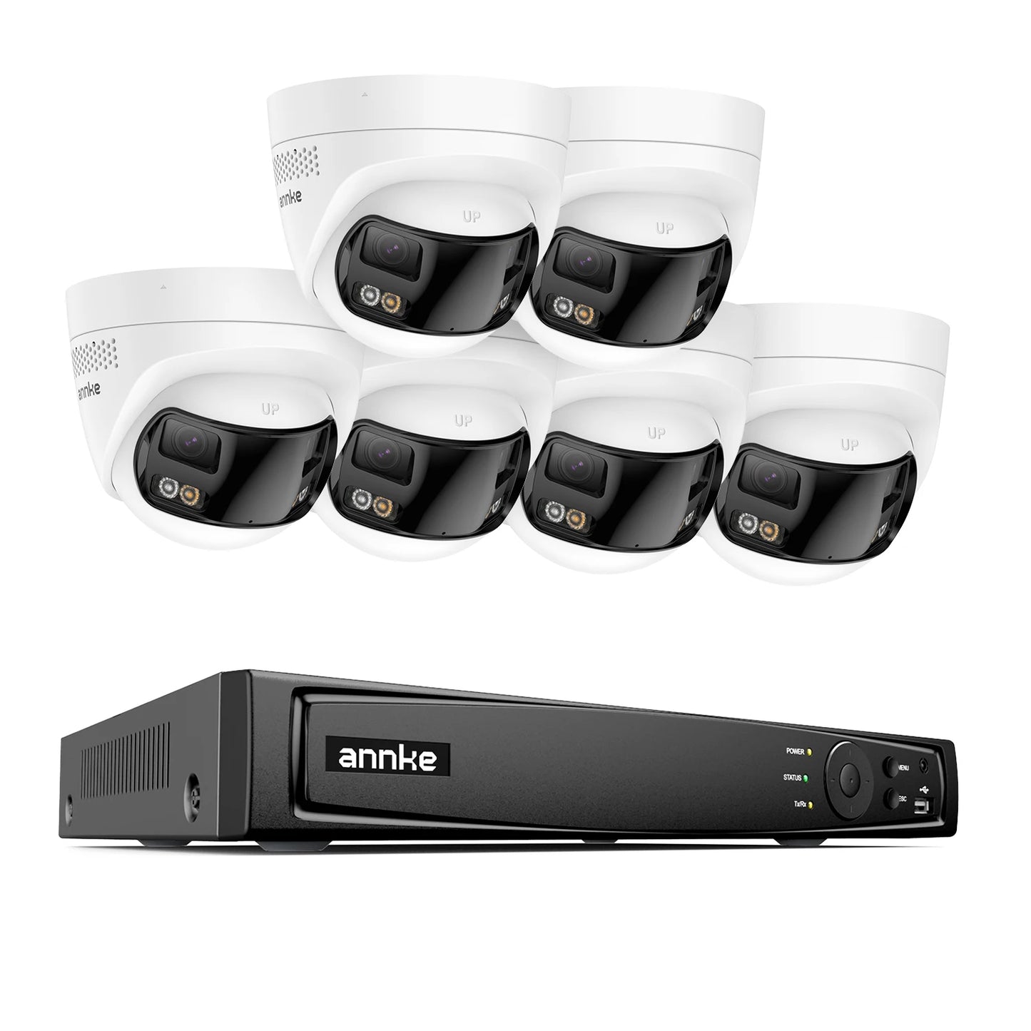 ANNKE 4K 8MP Panoramic Dual‑Lens PoE System | 8CH NVR, 180° View, IR Night Vision, 6MP Cameras
