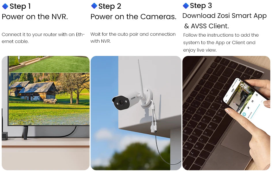 ZOSI 2K Wi‑Fi 6 Security Camera System – 3MP Indoor/Outdoor Wireless IP Cameras with 2‑Way Audio