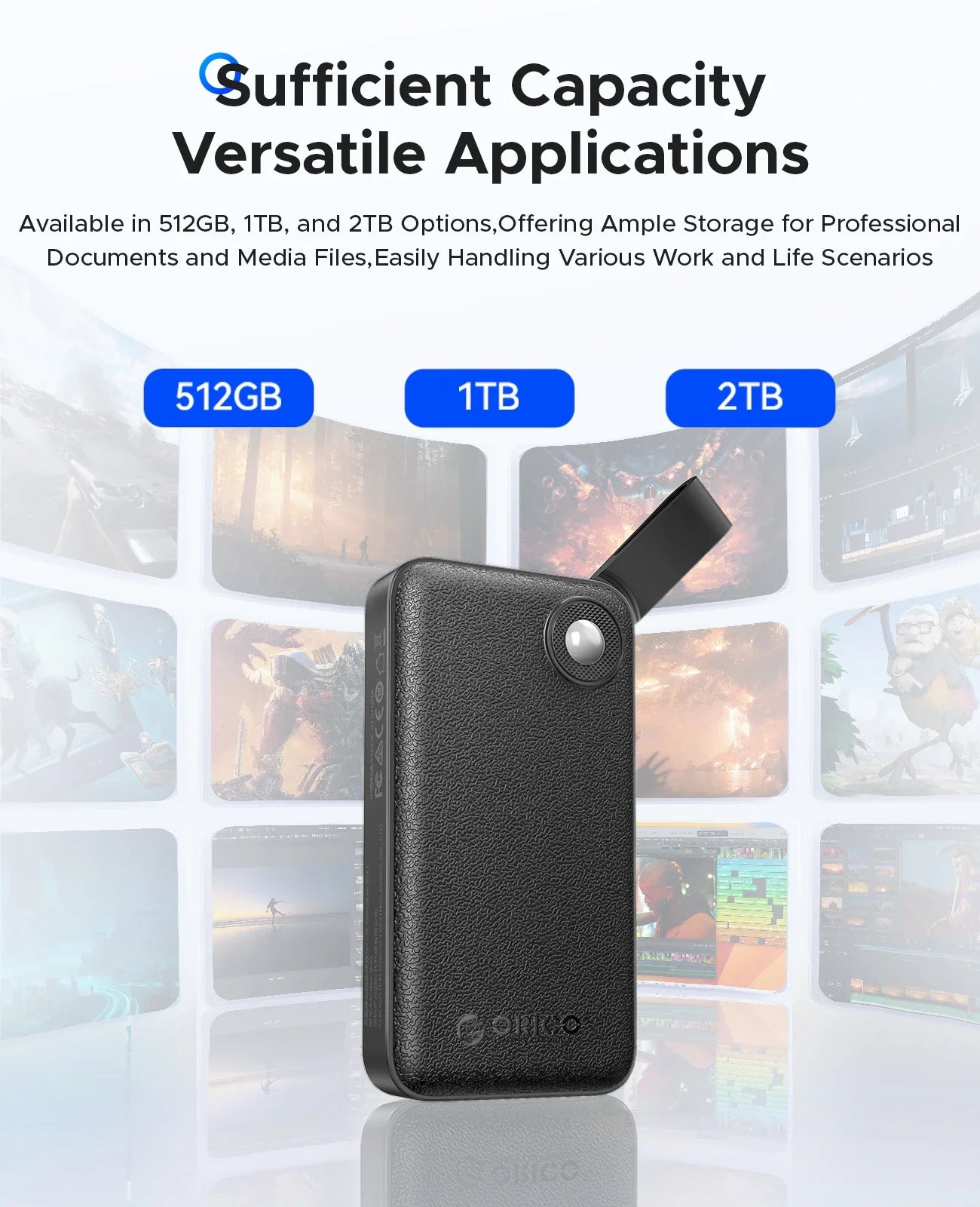 ORICO 2TB Ultra‑Mini Portable SSD – Up to 2000MB/s USB 3.2 Gen 2x2 External Solid State Drive