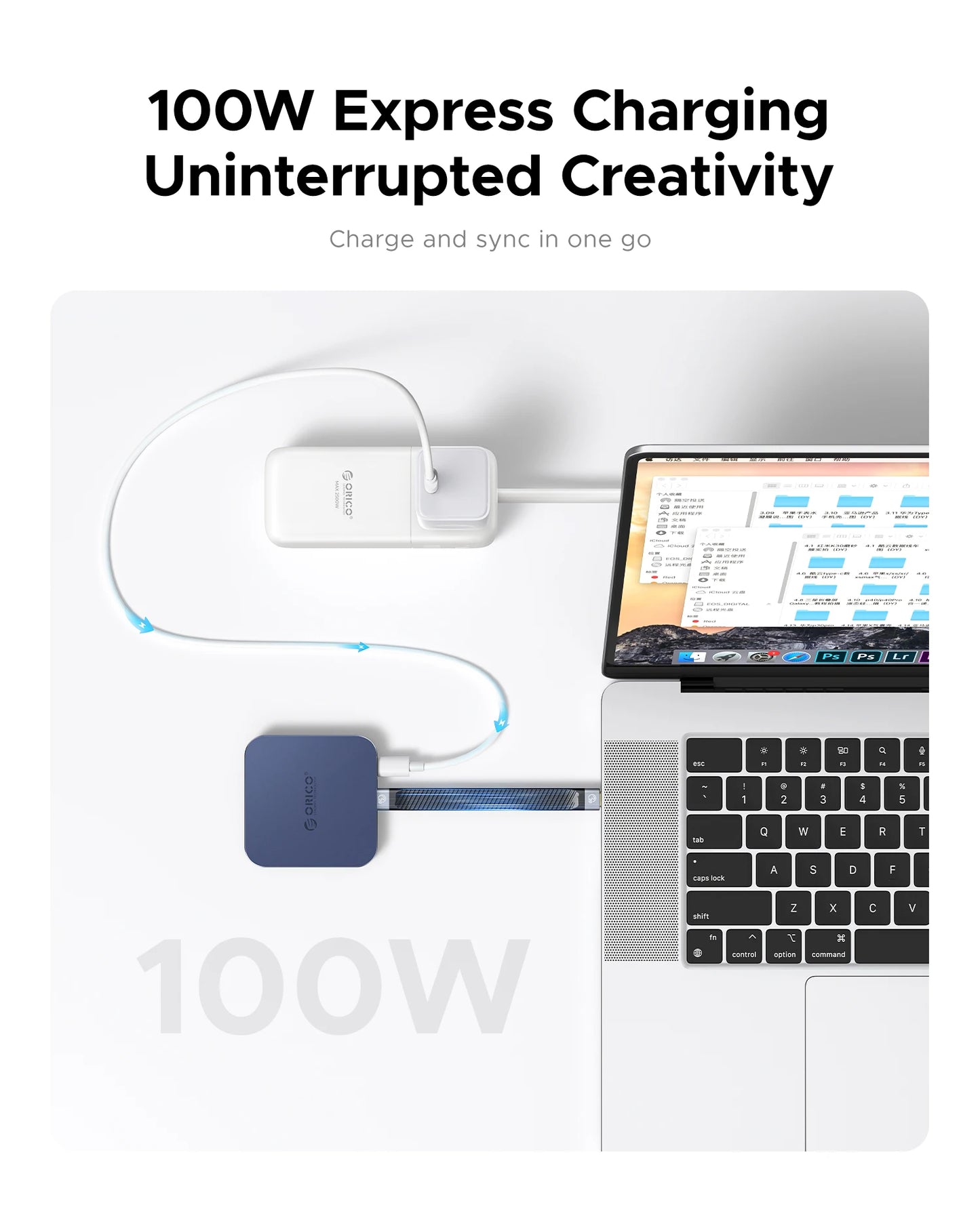 ORICO Magnetic M.2 2230 NVMe SSD Enclosure with 10Gbps USB‑C Docking Station