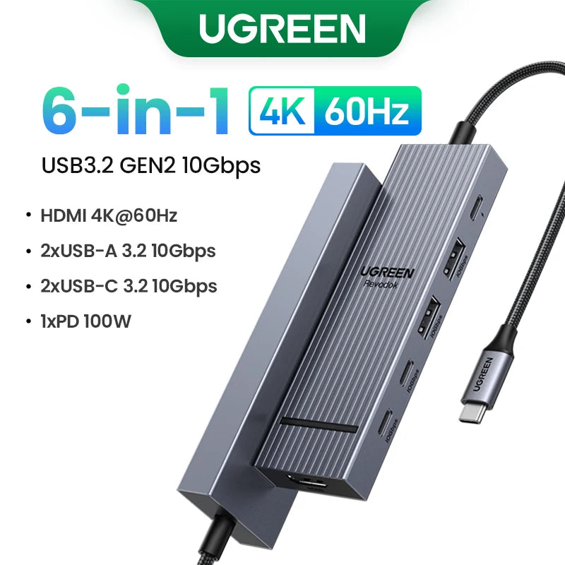 UGREEN 10‑in‑1 USB‑C Hub with 4K120Hz DisplayPort, Dual 4K60Hz HDMI, USB 3.2 Gen2 10Gbps