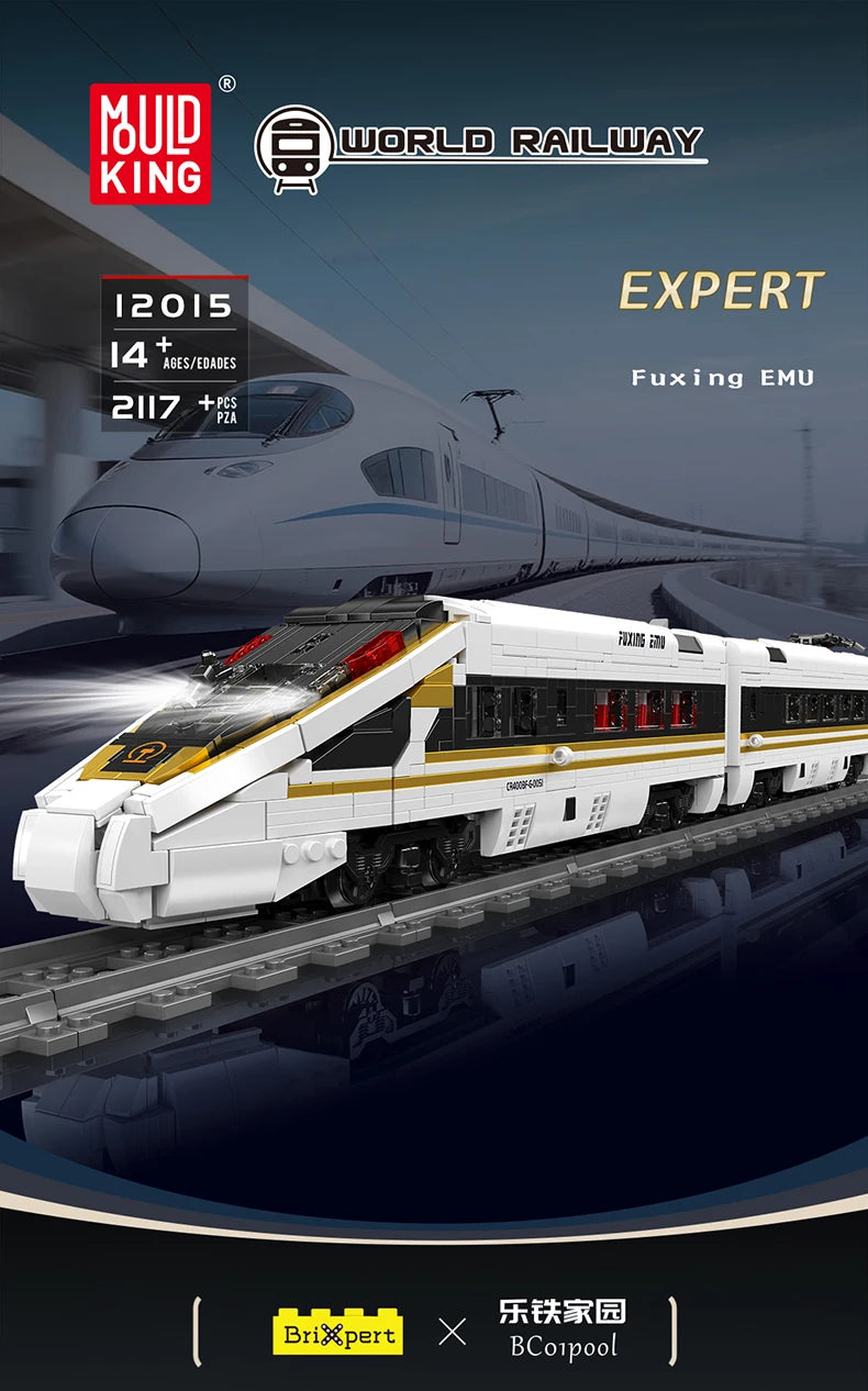 Mould King 12015 RC Fuxing EMU High-Speed Train | Motorized Technical Locomotive Building Block Set - Limetastore