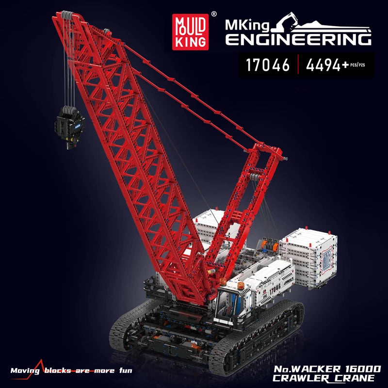 Mould King 17046 RC Wacker 16000 Crawler Crane – Motorized Technical Engineering Crane Building Block Set for Kids & Collectors - Limetastore